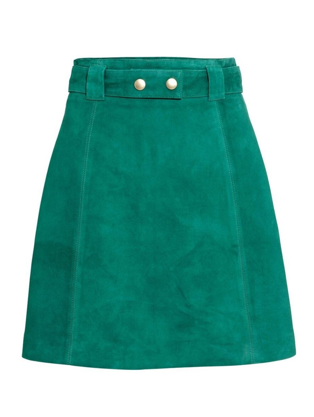 H&M Green Suede A-Line Mini Skirt